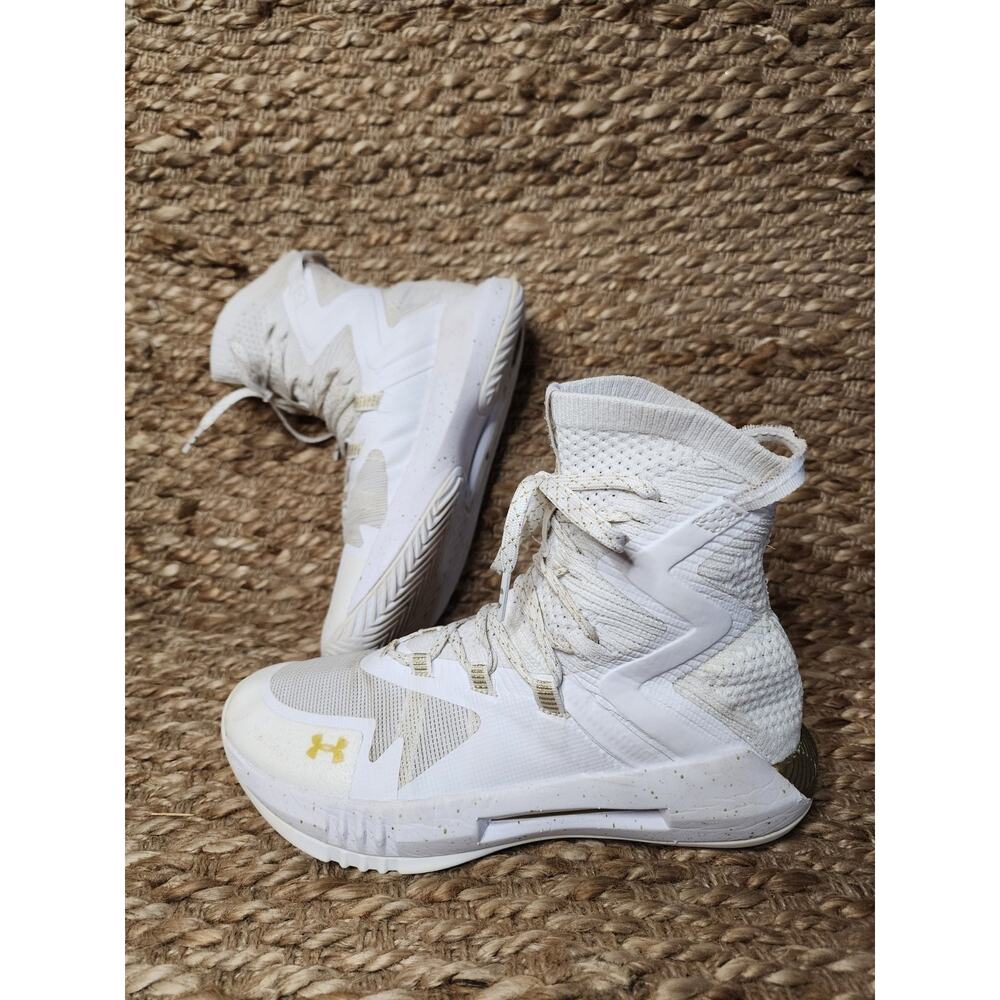 Under Armour Highlight Ace Hi-Top Volleyball Shoes White Metallic Gold Women's 7